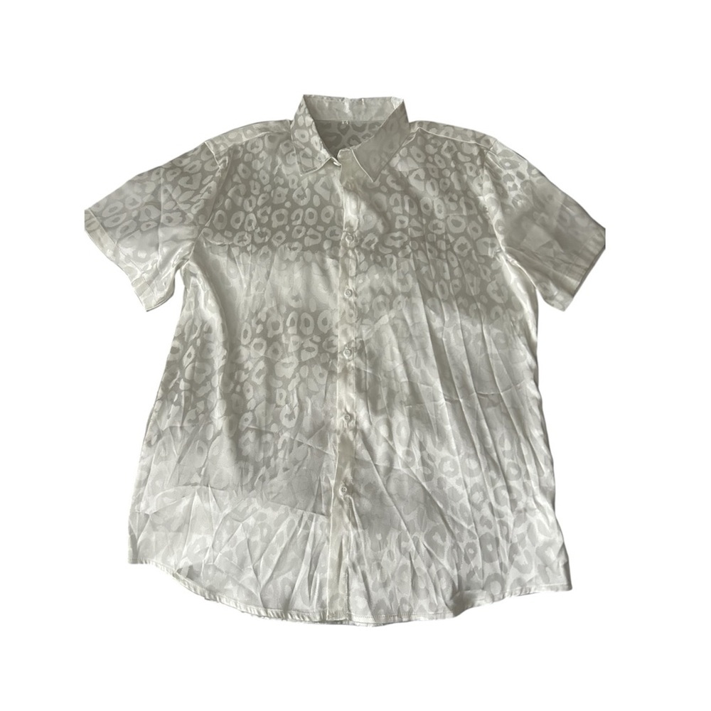Men's Leopard Satin Button Down Shirt